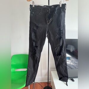 AG Black Ripped Skinny Jeans
